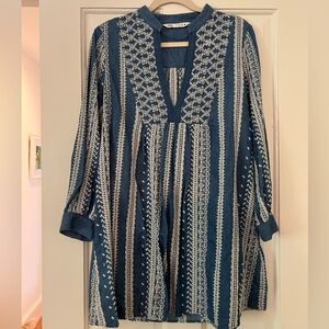 Zara embroidered blue dress